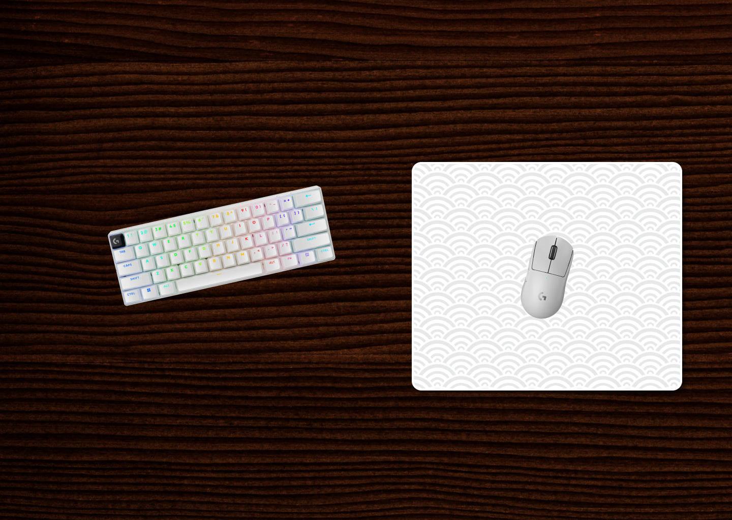 Simple Seigaiha Wave | Mousepad [White]